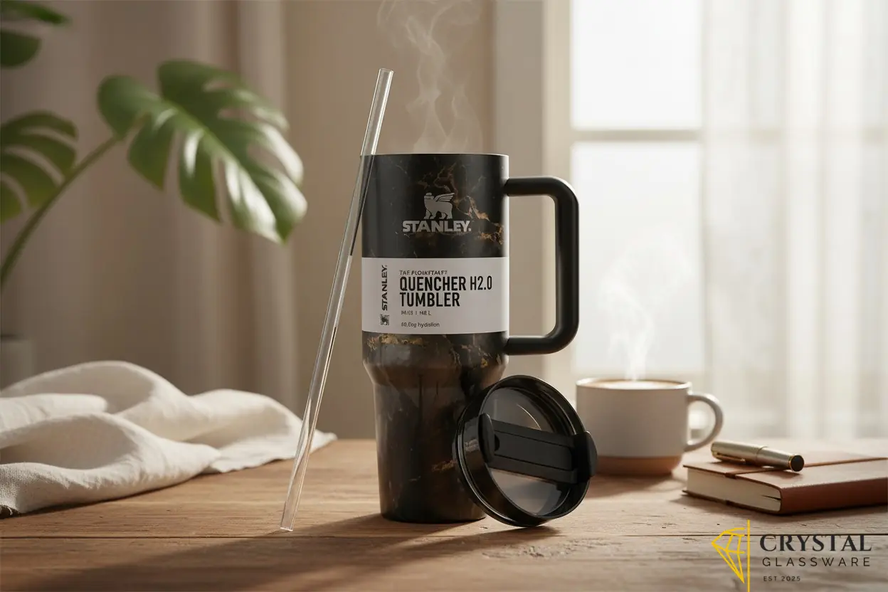 Premium Black Marble Stanley Quencher H2.0 Tumbler 40oz